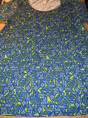 Lularoe Perfect T Blue Green Tribal Aztec Large 16/20 Tunic Unicorn   16/18 L