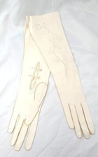 Vtg Gloves 15 " New Glaced Lamb Made In Italy Pearl Button Eyelett Detail Sz 7