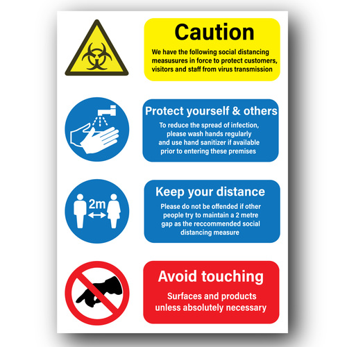Health and Safety Social Distance Wash Sanitise Hands 2 metres NHS Poster Signs - 第 2/3 張圖片
