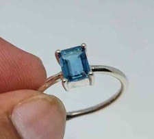 925 Solid Sterling Silver Natural London Blue Topaz Handmade Ring, Ethnic Gift