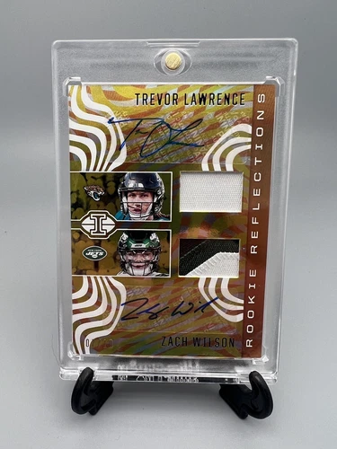 Trevor Lawrence Zach Wilson 2021 Illusions Dual Rookie Patch Auto 7/10 Card #RR1