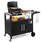 Outdoor Grill Cart with Storage,Cart Movable Kitchen Island Foldable Top