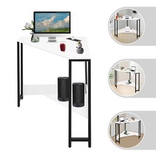 Corner Desk with Outlets, Small Desk with Outlets,Free Standing Corner Table