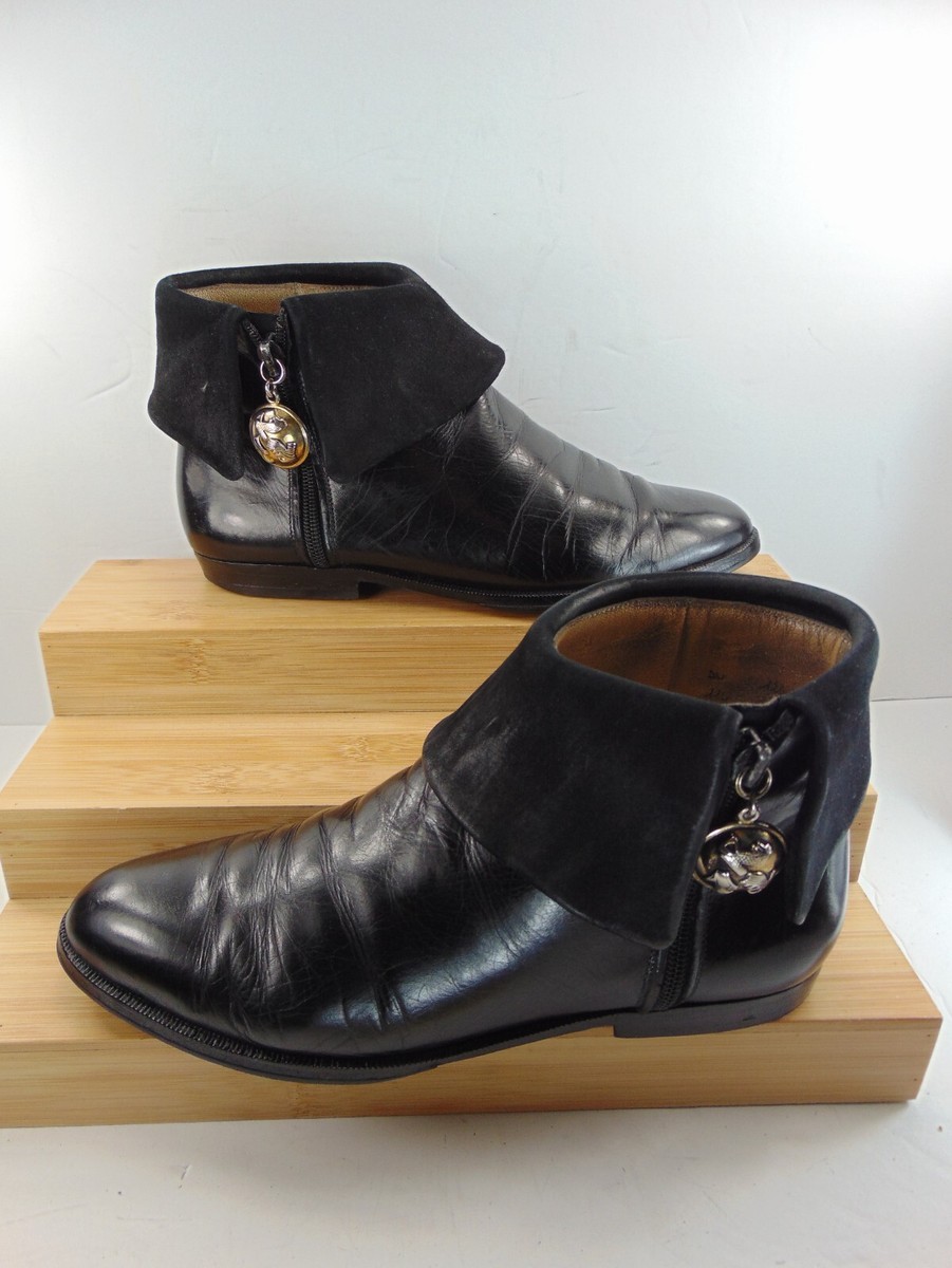 Salvatore Ferragamo Black Leather Zip Ankle Boots s-l400.jpg main image 2