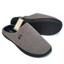 KushyShoo Men's Slippers Memory Foam Cozy Indoor Outdoor TPR Sole Shoes NEW