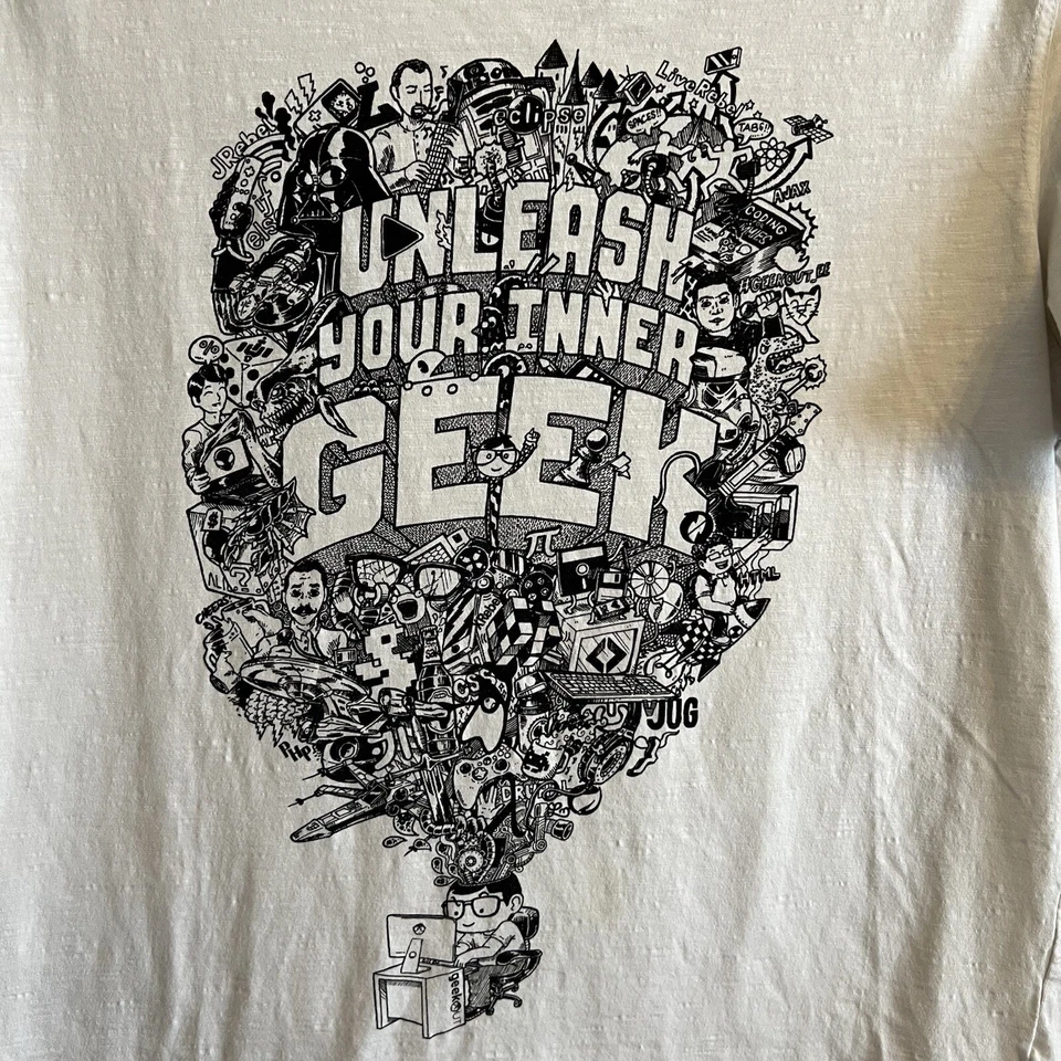 James & Nicholson Men’s XL White Nerd Tee Front And Back Graphic Geek Out - Image 2 of 4