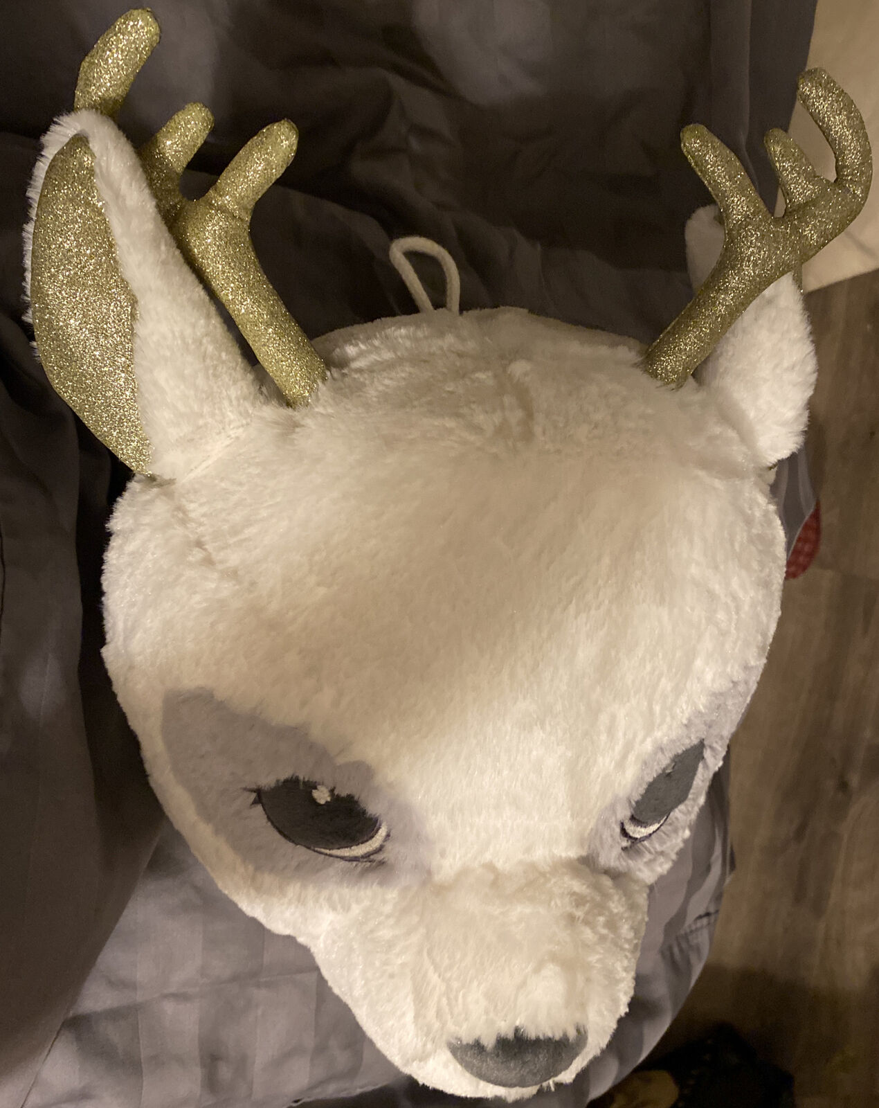 H&M White Reindeer Plush Head Stuffed Animal Pillow Hanging Loop 12” X 10  1/2” | eBay