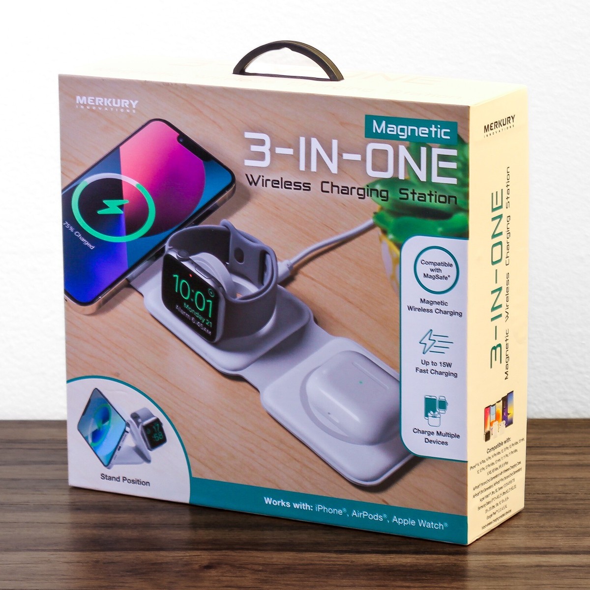 Merkury In Foldable Wireless Charging Station for Apple and Qi