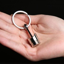 1PC Metal Alloy Engine Car Parts Piston Keychain Keyring Keyfob Gift Accessories