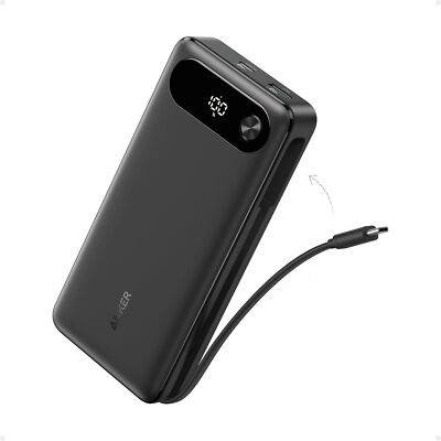 Anker Powerbank 20000mAh tragbares Ladegerät integriertem USB-C-Kabel 87W Max