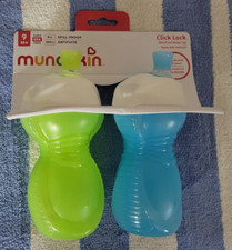 NEW 2ct. Munchkin Cups Spill Proof Click Lock Bite Proof Green/Blue 9oz. ea.