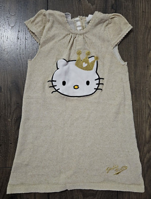 12-18M, H&M, Hello Kitty Shiny Gold Short Sleeve dress