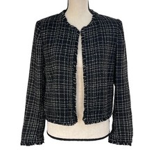 Calvin Klein SZ 6 Blazer Jacket Open Front Long Sleeve Pockets Unlined Womens