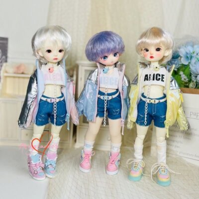 Hoodie+Vest+Shorts+Stockings Clothes for 1/6yosd 1/4MSD Puyoo&Shoushou BJD Doll