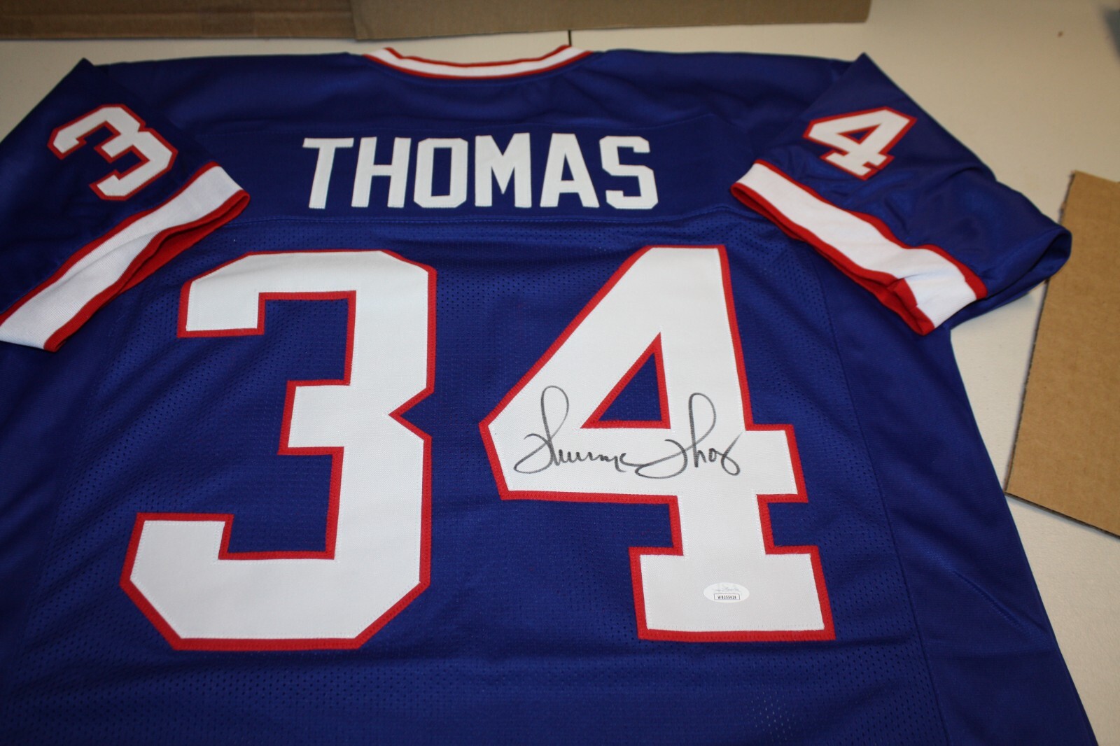 THURMAN THOMAS Autographed Signed Buffalo Bills #34 CUSTOM HOME BLUE JERSEY HOF 2007 JSA 