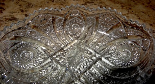VINTAGE AMERICAN BRILLIANT CUT 2 SECTION RELISH DISH SERVING BOWL - Picture 6 of 6