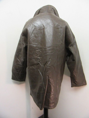 VINTAGE SHEARLING LEATHER TRENCHCOAT JACKET SIZE L - Picture 14 of 21