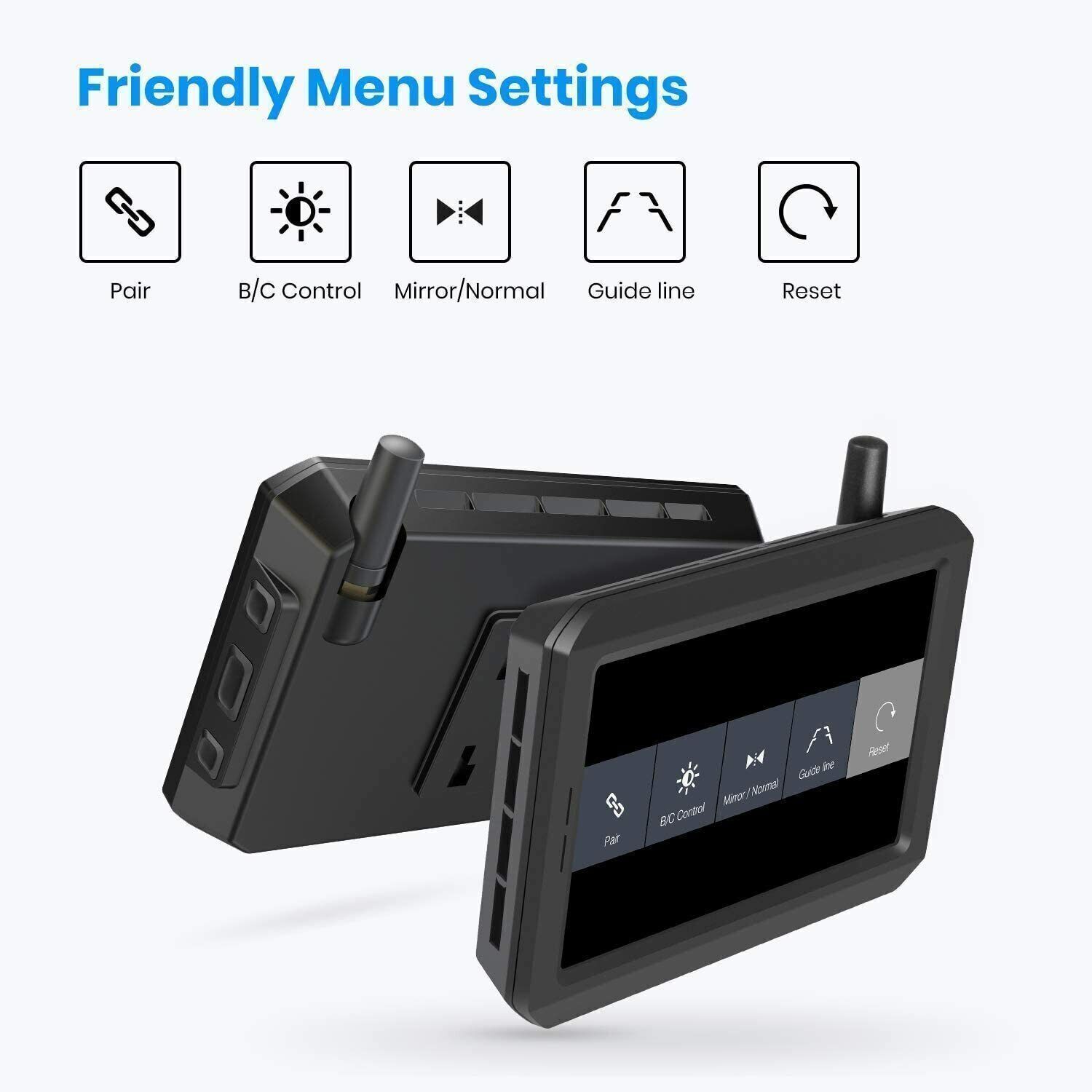 AUTO-VOX W7 Wireless Digital Rear View Camera + 5" HD LCD Monitor Parking Aid Kit