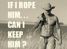 Sexy Cowboy  Horse  refrigerator magnet 3 1/2 X 4 3/4 "