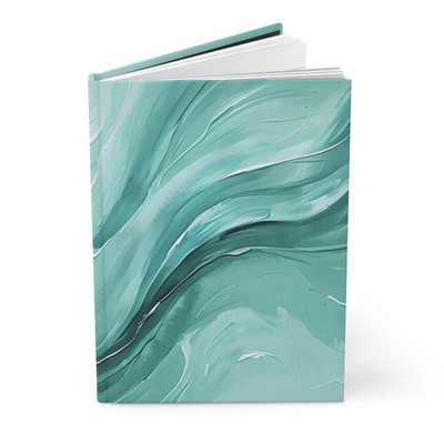 Teal Marble Wave Hardcover Journal | Abstract Fluid Art Notebook | Sketch Diary
