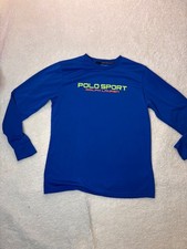 Polo Sport Ralph Lauren Blue Long Sleeve Performance Shirt xl youth men shirt