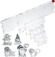 6 Stk Acryl Stempelblock Set Transparent, Acrylblock Stempel mit Gitterlinien,