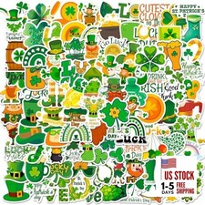 100 PCS St Patrick's Day Stickers of Non Repeating Clover, Irish Holiday