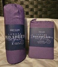 Cosy House Collection Luxury Bamboo Bed Sheets Twin XL Extra Pillowcases PURPLE