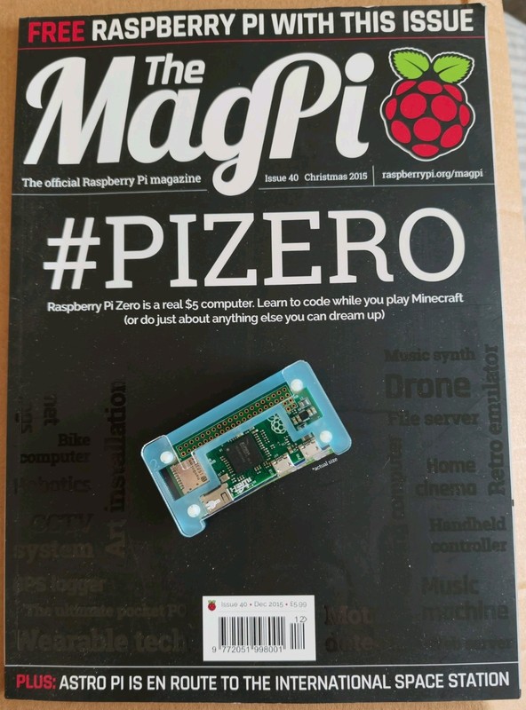 Raspberry Pi Zero Launch The MagPi Issue 40 Dec 2015 Original Pi Zero + Case