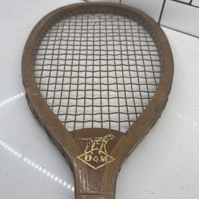 Antique D&M Paugus Lucky Dog Tennis Racket Draper Maynard Gut Strings USA