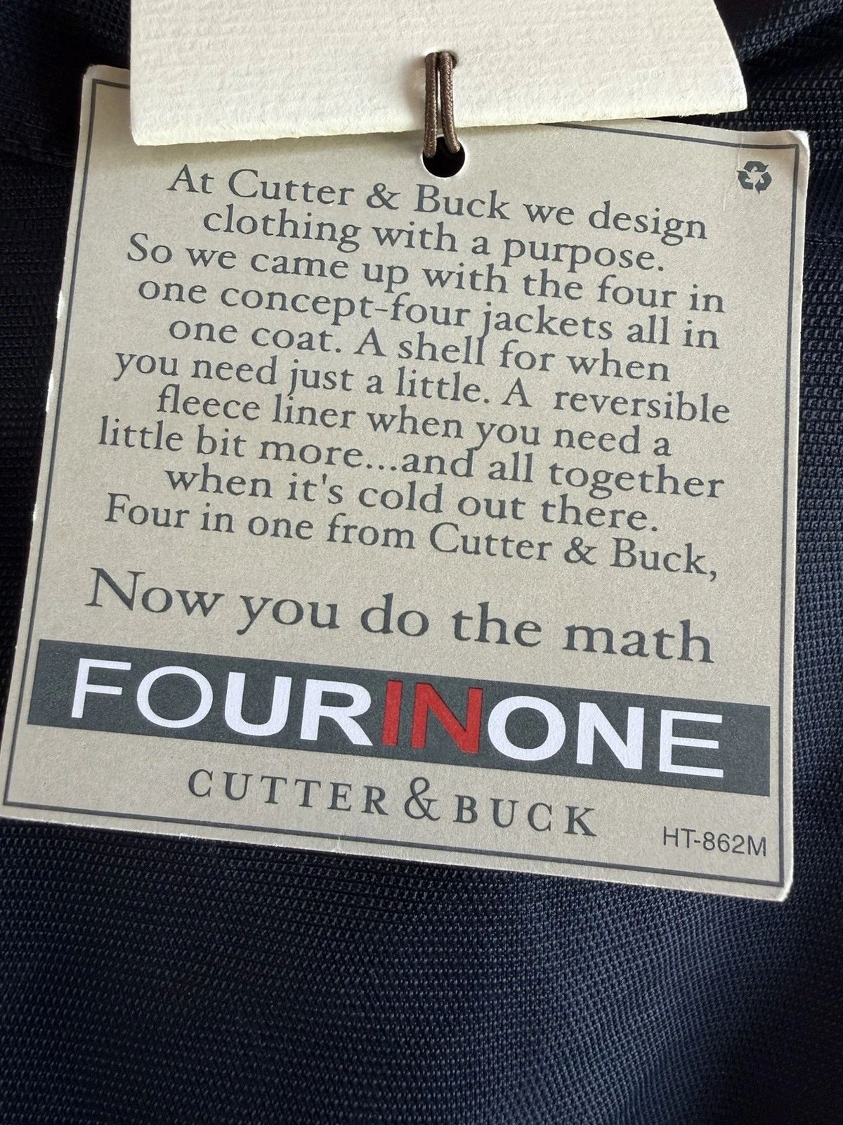 NWT Cutter & Buck Four in One Mens XL Navy Fleece Lined 4 In One Zip Snap Jacket image 11