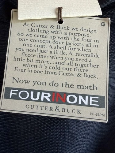 NWT Cutter & Buck Four in One Mens XL Navy Fleece Lined 4 In One Zip Snap Jacket image 11