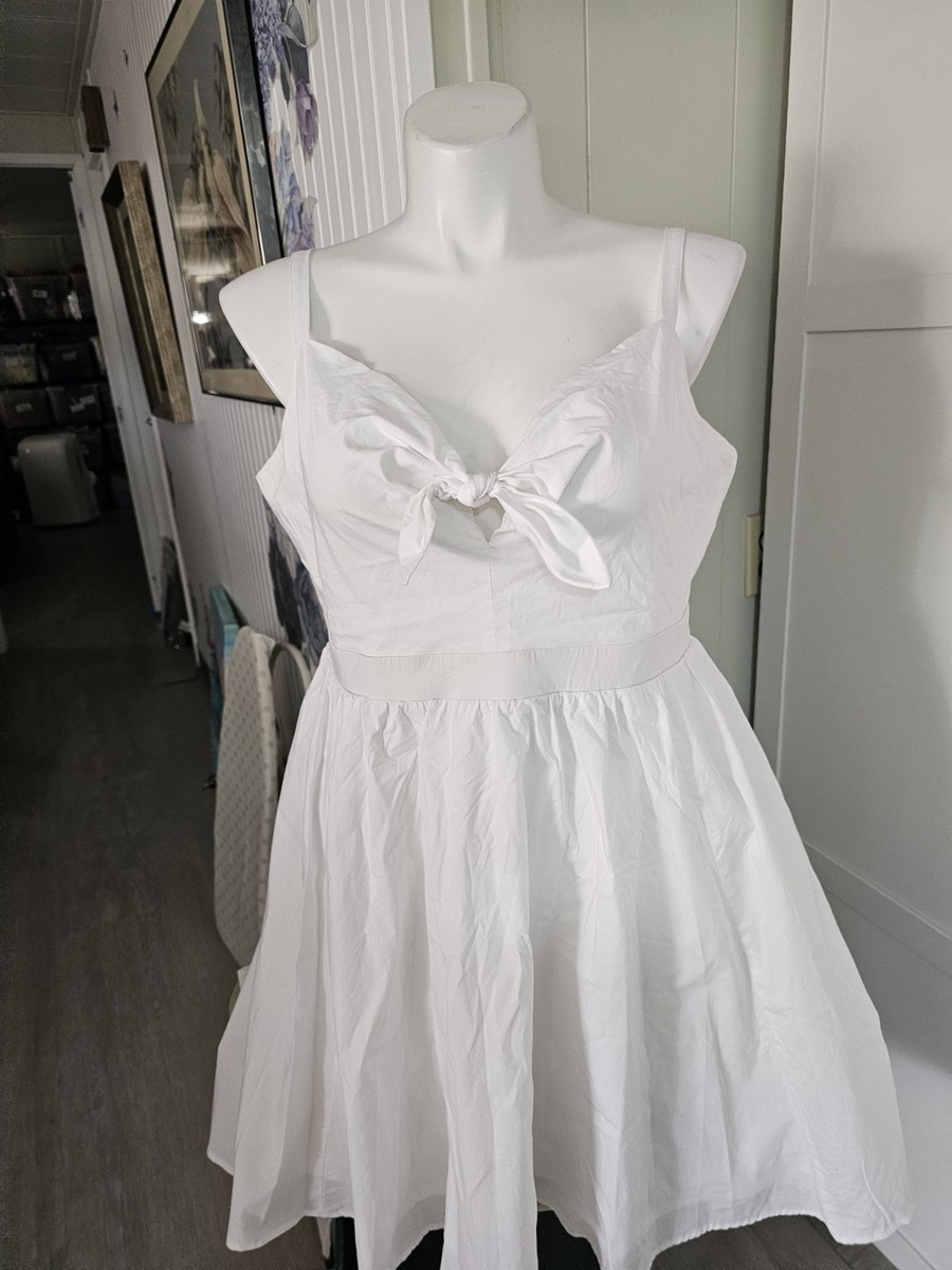Torrid White Cotton Poplin Tie Front Bow A-Line Midi Dress Plus Sz 2 16-18 Nwot Torrid White Cotton Poplin Tie Front Bow A-Line Midi Dress Plus Sz 2 16-18 Nwot