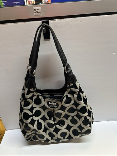バッグ Coach Madison Op Art Maggie Shoulder Bag Coach Madison Maggie Op Art Signature Shoulder Bag Bl… - Gem