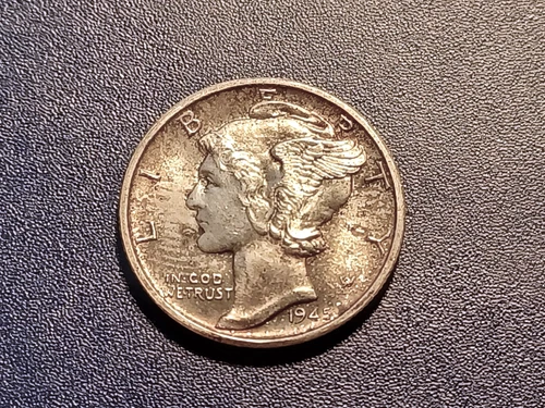 Gem BU 1945-S Mercury Dime (attractive original toning)