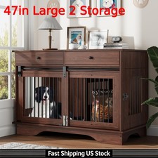 Large 47in Removable Divider 2 Storage Drawers Dog Furniture Crate Kennel Cage