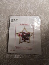 Cross Stitch Kit - Christmas Teddy With Gold Star Frame. Unopened.
