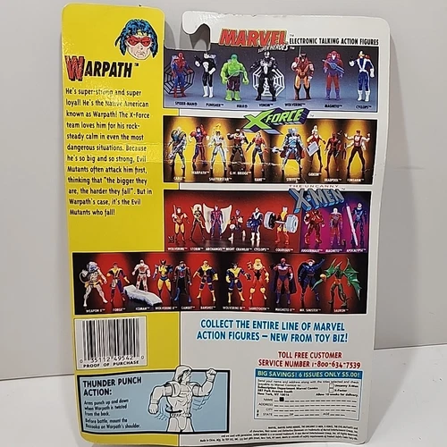 1992 Toybiz Vintage Marvel Uncanny X-Men/X-Force WARPATH Action Figure New - Picture 3 of 3