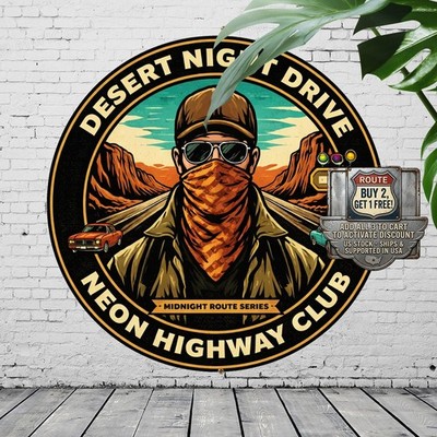 Vegas Trip Inspired Round Tin Sign 8x8 Retro Psychedelic Wall Decor