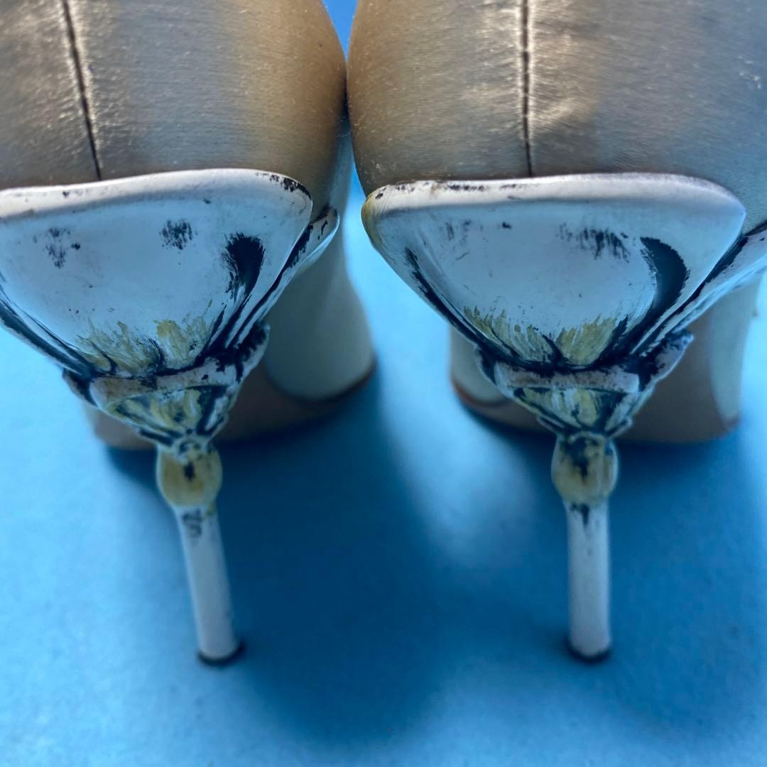 PRADA Women's Heel Pumps Size:35.5/JP:22.5 Leather Gold From Japan 135157K Auth thumbnail 7