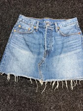 Levi's Cut Off Mini Skirt Womens 29 Blue Medium Wash Denim Cotton Frayed Hem