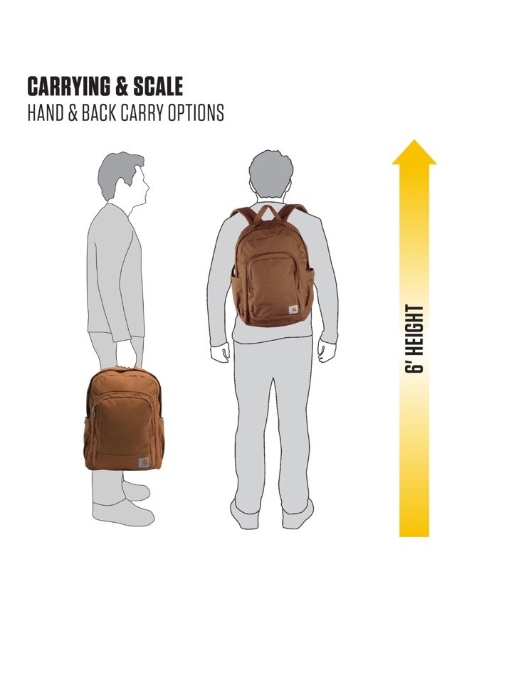Carhartt 25L Classic Backpack, Durable Water-Resistant Pack W/ 15" Laptop Black thumbnail 6