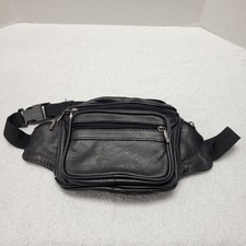 5 Pocket black leather Fanny Pack