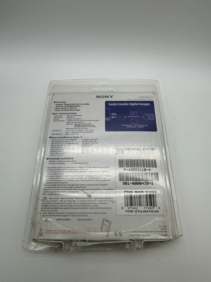 Sony Memory Stick Duo & SD Card Reader/Writer MRW68E-D1  - Image 2 of 2