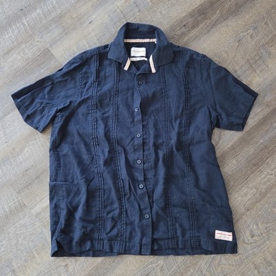 Scotch & Soda Blue Short Sleeve Linen Blend Button-Up Shirt Mens Medium Preppy 