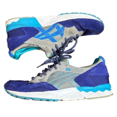 Asics Gel-Lyte V Mens Blue Grey Teal Suede Mesh Running Shoes Sneakers Size 11