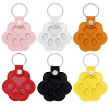6Pcs Portable Pet Fur Keepsake Keychain, Paw Shaped Leather Memorial Pendant,