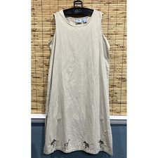 Jane Ashley Woman Khaki Sleeveless Knee Length Dress Giraffe Zebra Embroidery 1X