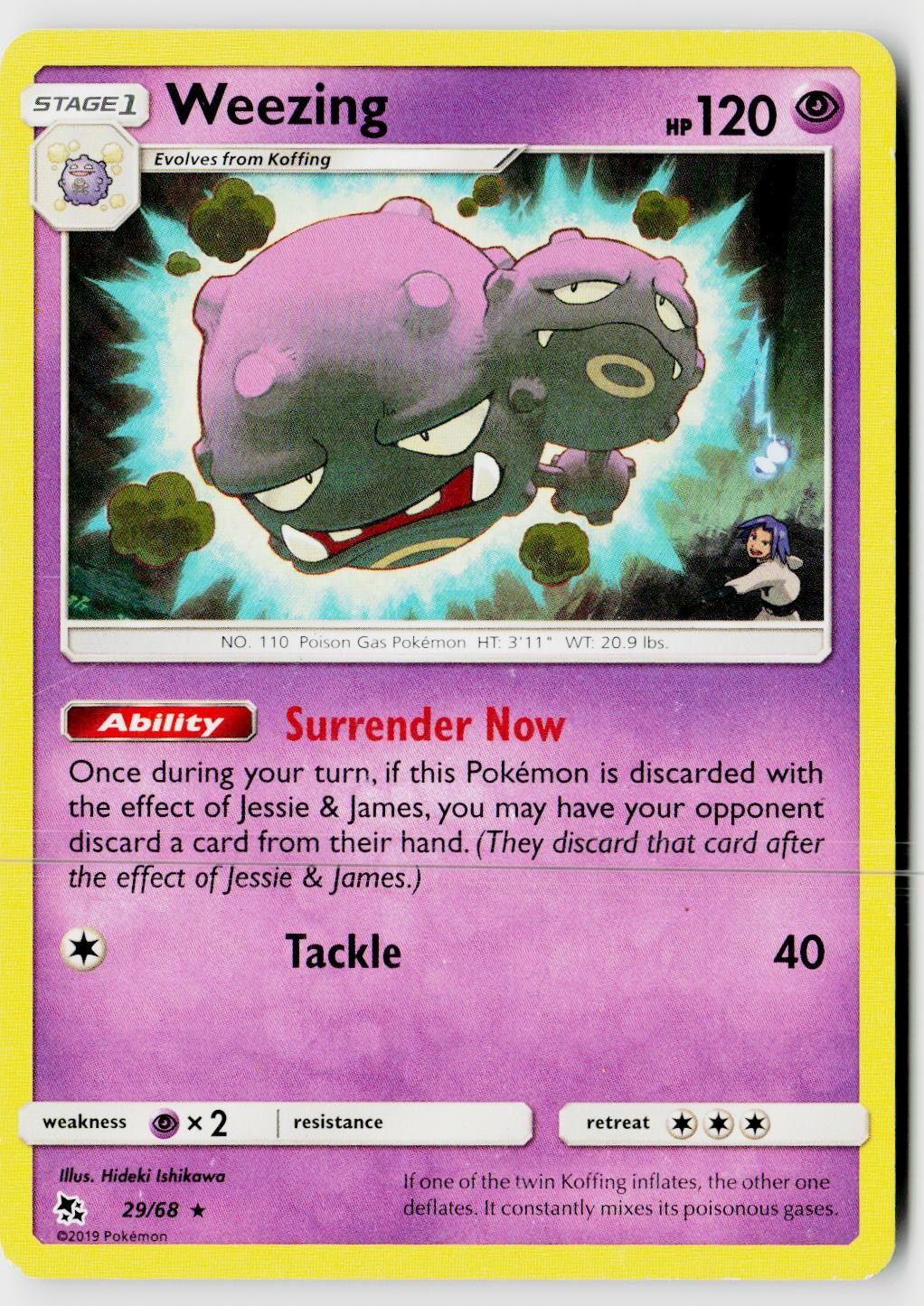 Weezing 29/68 Rare Hidden Fates Pokemon Near Mint