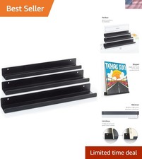 Vinyl Record Shelf - 3 Metal Display Shelves - Wall Mount Now-Playing Vinyl S...
